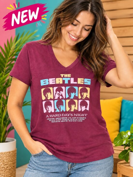 The Beatles Tops - New!!! The Beatles “A Hard Day’s Night” V-Neck Tee - Torrid - Size 2x